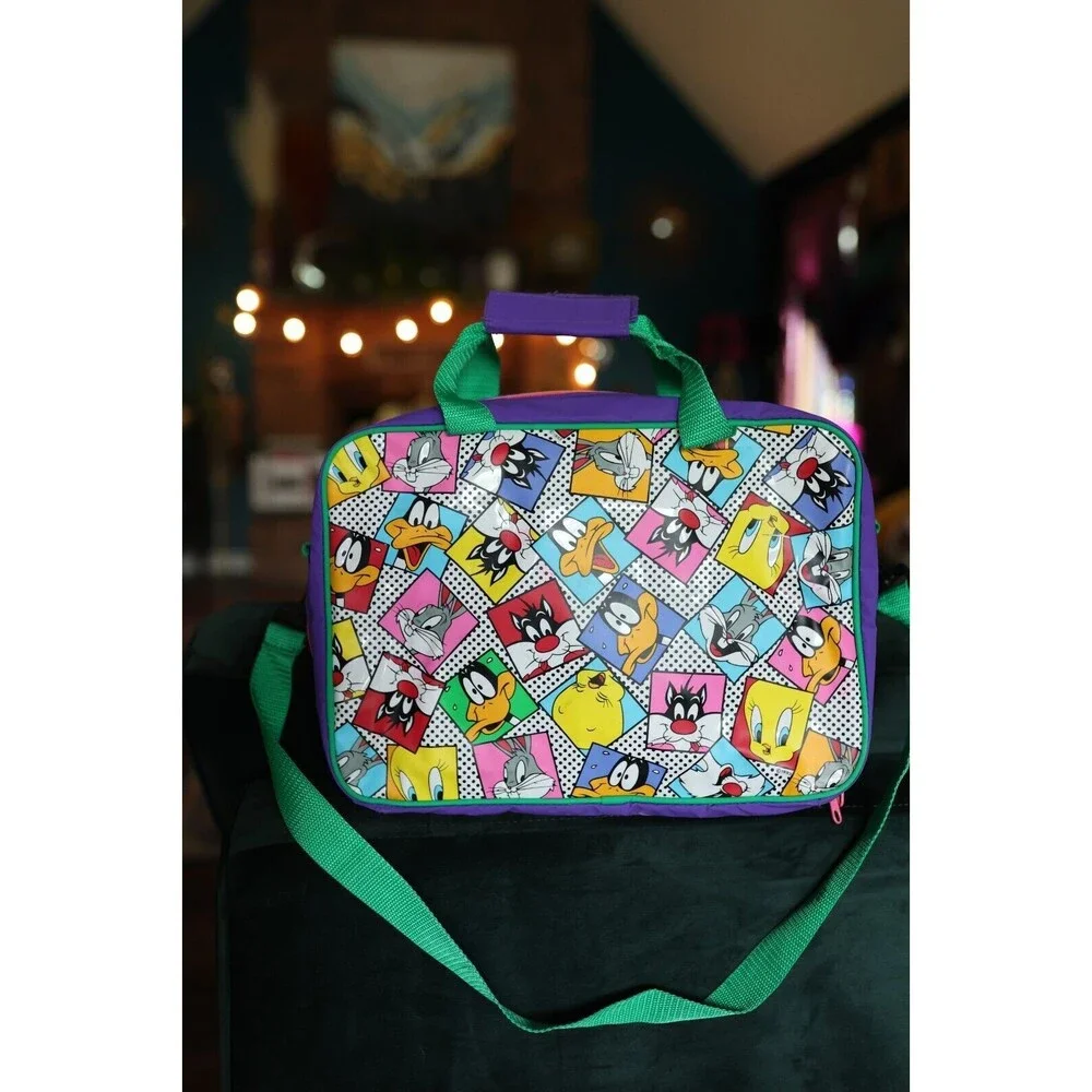 Vintage 90s Looney Tunes Messenger Crossbody Bag Bugs Bunny Tweety Daffy